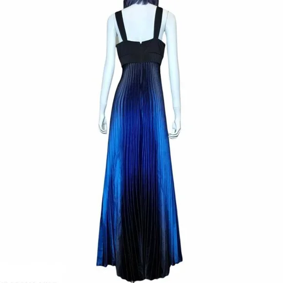 Betsy adam by linda bernell pleated ombre maxi dress blue black crossover bust - Picture 4 of 4